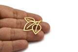 Brass Leaf Charm, 8 Raw Brass Leaf Shape Charms With 1 Loop, Charm Pendants (36x34x0.60mm) A5278