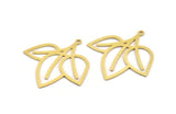 Brass Leaf Charm, 8 Raw Brass Leaf Shape Charms With 1 Loop, Charm Pendants (36x34x0.60mm) A5278