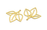 Brass Leaf Charm, 8 Raw Brass Leaf Shape Charms With 1 Loop, Charm Pendants (36x34x0.60mm) A5278
