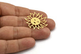 Brass Sun Charm, 6 Raw Brass Sun Charms, Findings (31x30x0.60mm) A5304