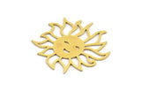 Brass Sun Charm, 6 Raw Brass Sun Charms, Findings (31x30x0.60mm) A5304