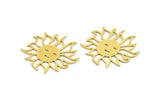 Brass Sun Charm, 6 Raw Brass Sun Charms, Findings (31x30x0.60mm) A5304