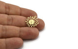 Brass Sun Charm, 12 Raw Brass Sun Charms With 1 Loop, Findings (19x18x0.60mm) A5308