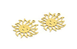 Brass Sun Charm, 8 Raw Brass Sun Charms With 1 Loop, Findings (25x24x0.60mm) A5309