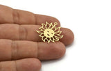 Brass Sun Charm, 8 Raw Brass Sun Charms With 1 Loop, Findings (25x24x0.60mm) A5309
