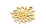 Brass Sun Charm, 12 Raw Brass Sun Charms With 1 Loop, Findings (19x18x0.60mm) A5308