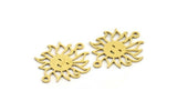 Brass Sun Charm, 12 Raw Brass Sun Charms With 2 Loops, Findings (21x18x0.60mm) A5306