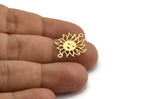Brass Sun Charm, 12 Raw Brass Sun Charms With 2 Loops, Findings (21x18x0.60mm) A5306