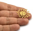 Brass Sun Charm, 6 Raw Brass Sun Charms With 1 Loop, Findings (32x31x0.60mm) A5307
