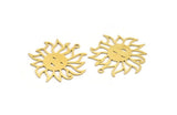 Brass Sun Charm, 6 Raw Brass Sun Charms With 1 Loop, Findings (32x31x0.60mm) A5307