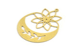 Brass Moon Charm, 4 Raw Brass Crescent Moon Charms With 1 Loop, Findings (42x33x0.60mm) A5310