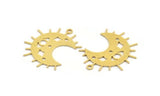 Brass Moon Charm, 8 Raw Brass Crescent Moon Charms With 1 Loop (28x13x0.60mm) A5316
