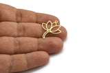 Brass Lotus Charm, 24 Raw Brass Lotus Shape Charms With 1 Loop, Charm Pendants (26x22x0.60mm) A5328