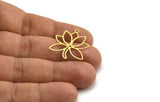 Brass Lotus Charm, 24 Raw Brass Lotus Shape Charms With 1 Loop, Charm Pendants (26x22x0.60mm) A5318