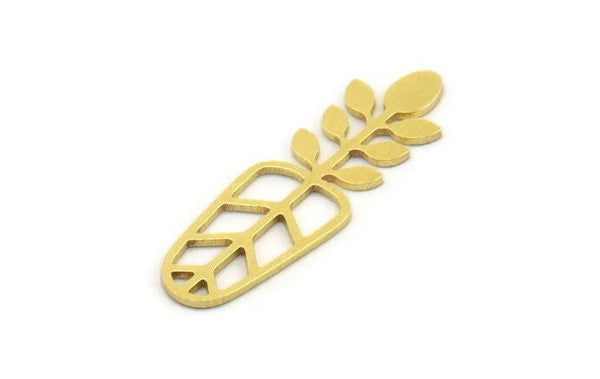 Brass Leaf Charm, 24 Raw Brass Leaf Shape Charms, Charm Pendants (26x8x0.60mm) A5321