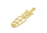 Brass Leaf Charm, 12 Raw Brass Leaf Shape Charms With 1 Loop, Charm Pendants (40x11x0.60mm) A5322