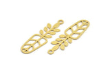 Brass Leaf Charm, 12 Raw Brass Leaf Shape Charms With 1 Loop, Charm Pendants (40x11x0.60mm) A5322