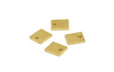 Brass Square Charm, 24 Raw Brass Tiny Square Charms With 1 Hole (8x7x1mm) A5317