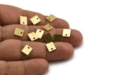 Brass Square Charm, 24 Raw Brass Tiny Square Charms With 1 Hole (8x7x1mm) A5317