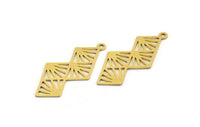 Brass Square Charm, 8 Raw Brass Square Shaped Charms With 1 Loop, Findings (33x15x0.60mm) A5320