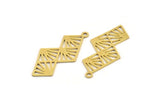 Brass Square Charm, 8 Raw Brass Square Shaped Charms With 1 Loop, Findings (33x15x0.60mm) A5320
