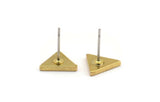 Brass Triangle Earring, 6 Raw Brass Industrial Triangle Stud Earrings (10x1.5mm) Y071 A5371