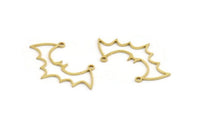 Brass Bat Charm, 24 Raw Brass Bat Charms With 2 Loops, Brass Connectors, Earring Findings (20x36x0.80mm) A5351
