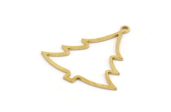 Brass Tree Charm, 24 Raw Brass Tree Charms With 1 Loop, Pendant, Findings (30x28x0.80mm) A5352