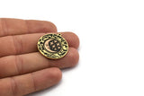 Brass Round Charm, Raw Brass Round Charm With 1 Loop, Copper Cloud Findings, Copper Crescent Moon And Star Findings (30x27.5x1.5mm) N2208