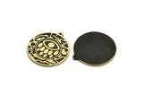 Brass Round Charm, Raw Brass Round Charm With 1 Loop, Eye Findings, Brass Teardrop Findings (30x27.5x1.5mm) N2202