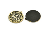 Brass Round Charm, Raw Brass Round Charm With 1 Loop, Eye Findings, White Brass Teardrop Findings (30x27.5x1.5mm) N2203