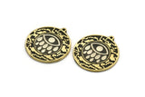 Brass Round Charm, Raw Brass Round Charm With 1 Loop, Eye Findings, White Brass Teardrop Findings (30x27.5x1.5mm) N2203