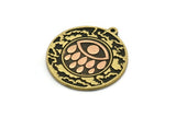 Brass Round Charm, Raw Brass Round Charm With 1 Loop, Copper Eye Findings, Copper Teardrop Findings (30x27.5x1.5mm) N2204