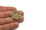 Brass Round Charm, Raw Brass Round Charm With 1 Loop, Copper Eye Findings, Copper Teardrop Findings (30x27.5x1.5mm) N2204