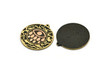 Brass Round Charm, Raw Brass Round Charm With 1 Loop, Copper Eye Findings, Copper Teardrop Findings (30x27.5x1.5mm) N2204