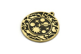 Brass Round Charm, Raw Brass Round Charm With 1 Loop, Galaxy Findings, Brass Universe Findings (30x27.5x1.5mm) N2198