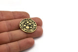 Brass Round Charm, Raw Brass Round Charm With 1 Loop, Galaxy Findings, Brass Universe Findings (30x27.5x1.5mm) N2198