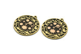 Brass Round Charm, Raw Brass Round Charm With 1 Loop, Copper Galaxy Findings, Copper Universe Findings (30x27.5x1.5mm) N2200