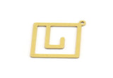 Brass Square Charm, 12 Raw Brass Square Charms With 1 Loop (30x27x0.60mm) A5355