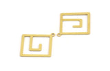 Brass Square Charm, 12 Raw Brass Square Charms With 1 Loop (30x27x0.60mm) A5355