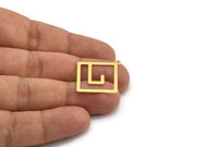 Brass Square Charm, 12 Raw Brass Square Charms With 1 Loop (30x27x0.60mm) A5355