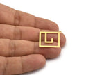 Brass Square Charm, 12 Raw Brass Square Charms With 1 Loop (30x27x0.60mm) A5355