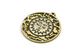 Brass Round Charm, Raw Brass Round Charm With 1 Loop, Sunshine Findings, White Brass Sun Findings (30x27.5x1.5mm) N2211
