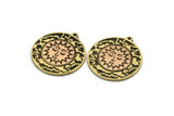 Brass Round Charm, Raw Brass Round Charm With 1 Loop, Copper Sunshine Findings, Copper Sun Findings (30x27.5x1.5mm) N2212