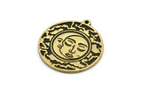 Brass Round Charm, Raw Brass Round Charm With 1 Loop, Cloud Findings, Crescent Moon Findings (30x27.5x1.5mm) N2194