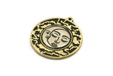 Brass Round Charm, Raw Brass Round Charm With 1 Loop, Cloud Findings, White Brass Crescent Moon Findings (30x27.5x1.5mm) N2195