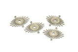 Silver Sunny Charm, 24 Textured Antique Silver Plated Brass Sunny Connectors With 2 Loops (24x20x0.60mm) D1403 H0444