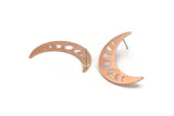 Copper Moon Earring, 4 Raw Copper Crescent Moon Stud Earrings (36x9x0.80mm) M01471 A5490