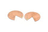 Copper Circle Earring, 2 Raw Copper Pizza Slice Stud Earrings (37x34x0.80mm) M254 A5485