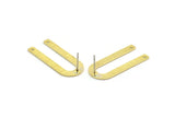Stud Earring, 6 Textured Raw Brass U Shaped Stud Earrings With 2 Holes (30x13x0.80mm) M169 A5579